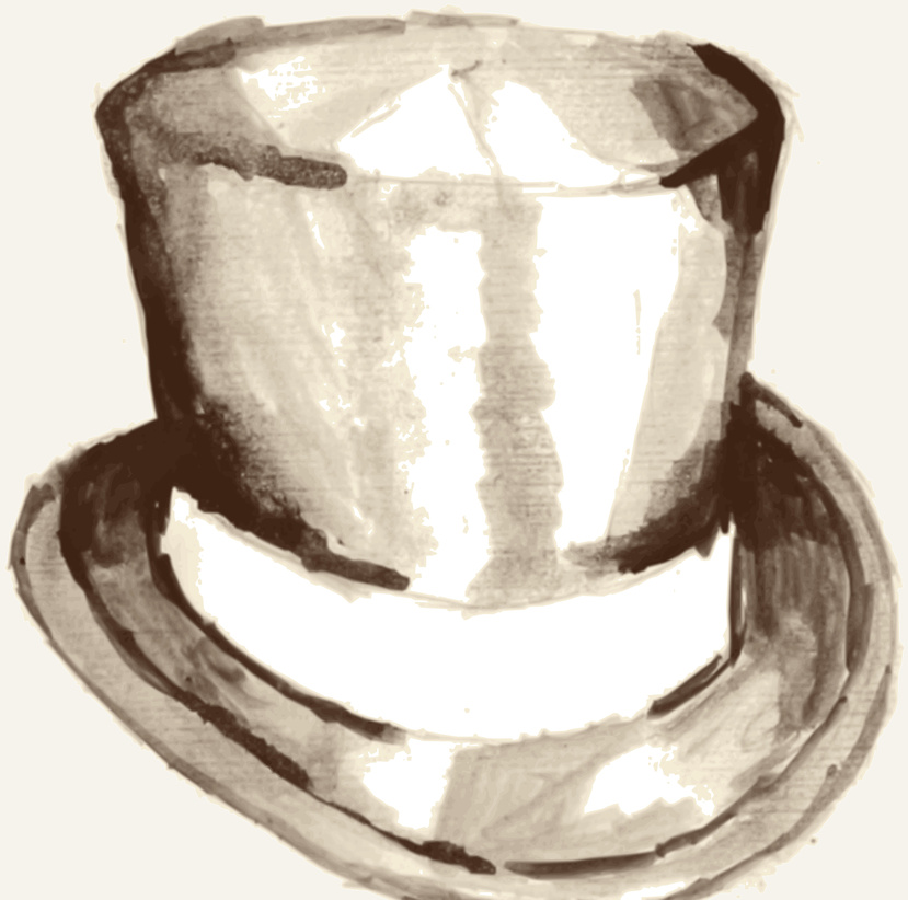 The Hatter logo The Hatter watercolor top hat logo